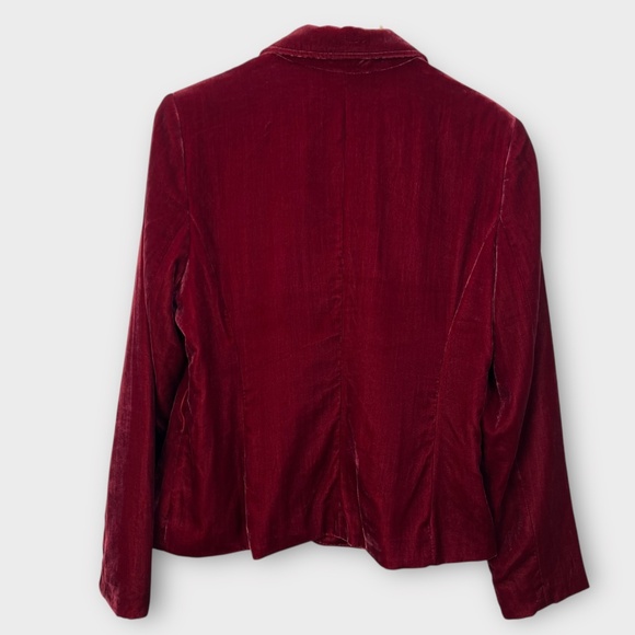 Burgundy Velour Blazer Top Women Holiday Christmas Velvet Y2K Romantic Academia - Picture 3 of 12